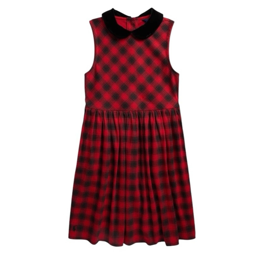 Polo Ralph Lauren NWOT Girls Buffalo Check Stretch Ponte Dress Holiday Christmas